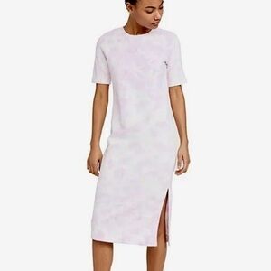 525 America Tie Dye Terry Midi T-Shirt Dress Electric Lilac White Purple Small